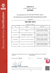 ISO9001:2015 certificate Dekimo page 2
