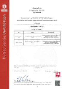 ISO9001:2015 certificate Dekimo page 3