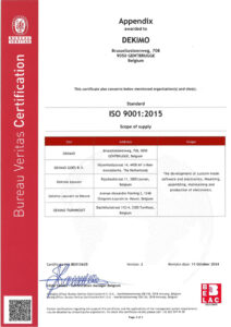 ISO9001:2015 certificate Dekimo page 2